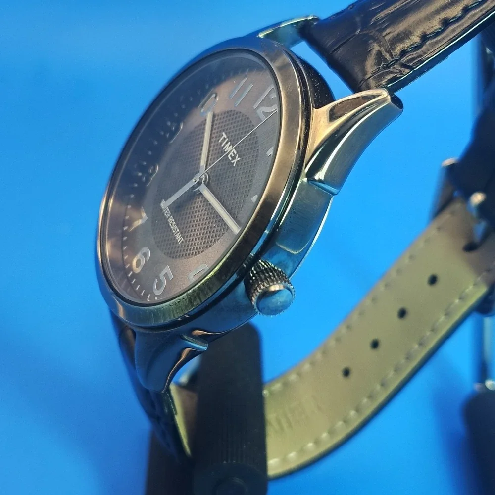 2018 Timex T46000‎ 40mm Mens Quartz Dress Watch Gun Metal New Strap Full Restore